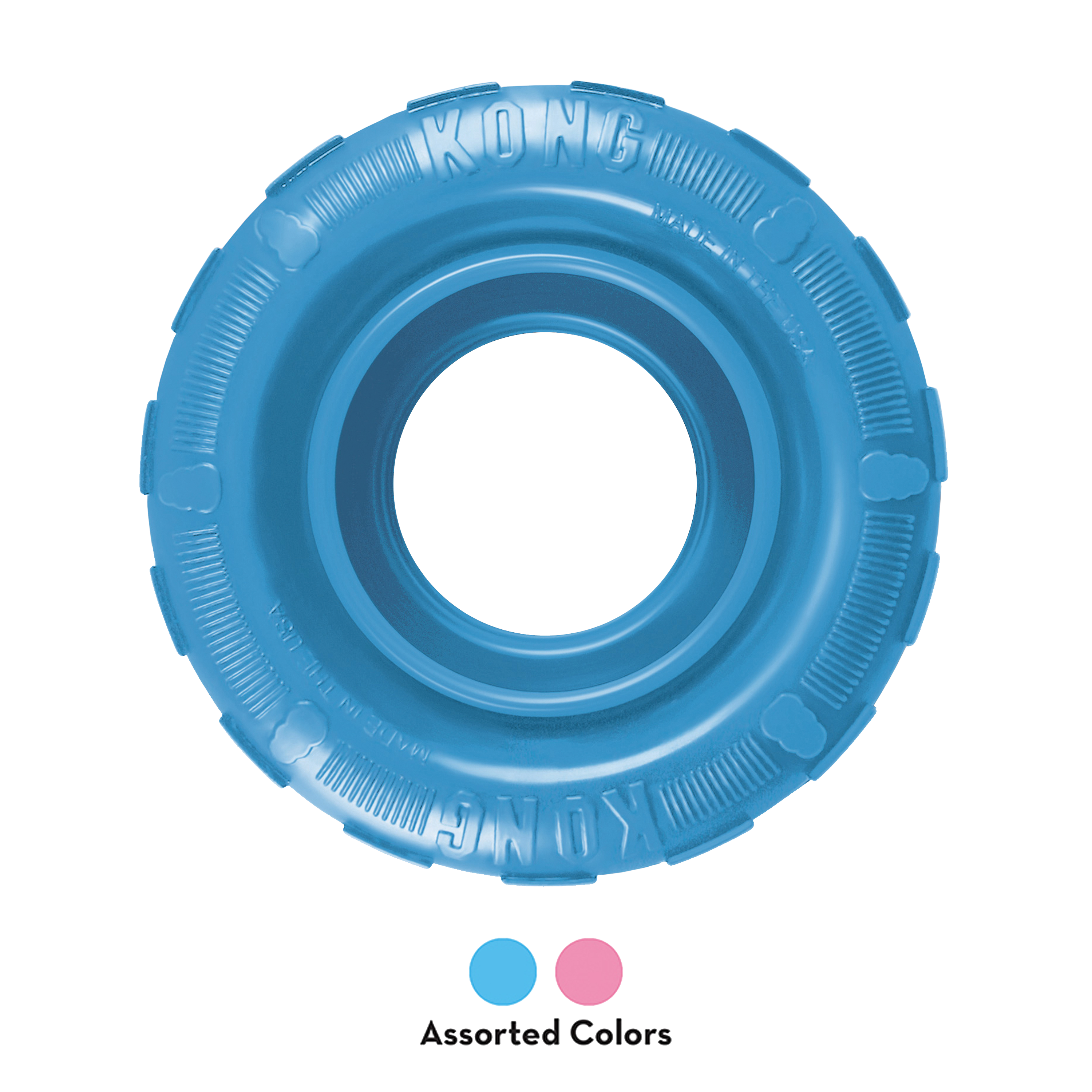 KONG Puppy Tire Chew Toy for Teething Puppies, Pink or Blue