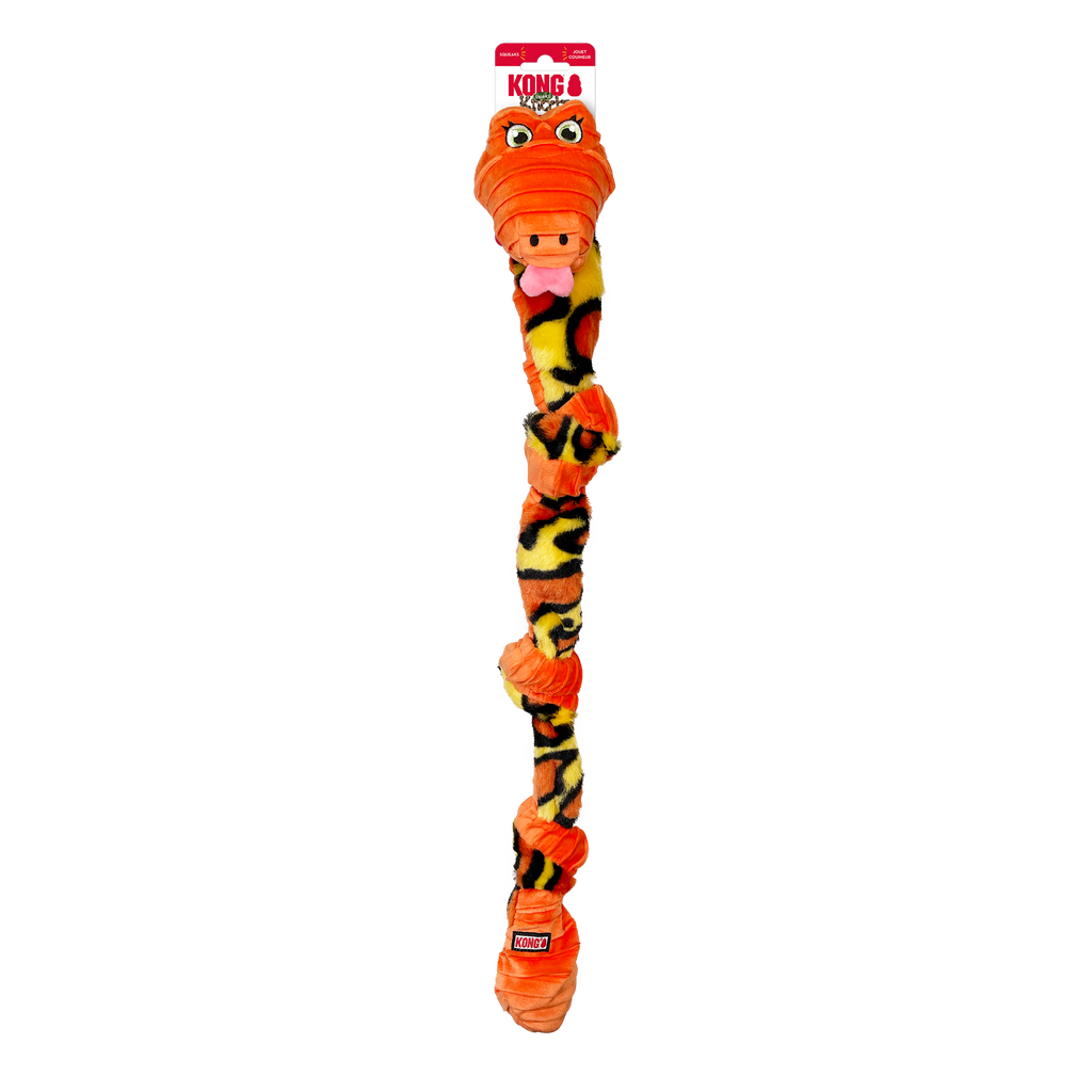 KONG Knots Snake Dog Toy with Rope Core and Squeaker