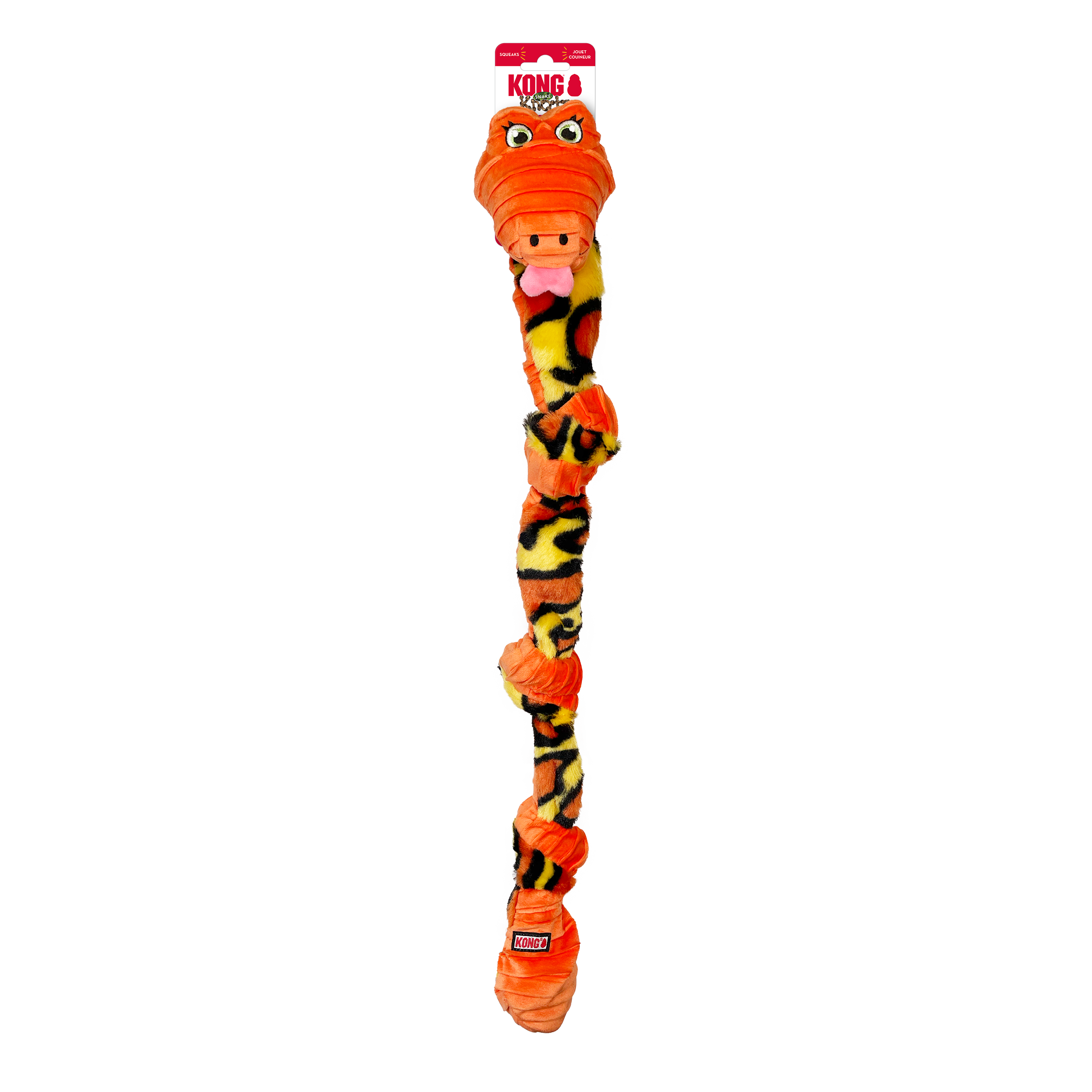 KONG Knots Snake Dog Toy with Rope Core and Squeaker