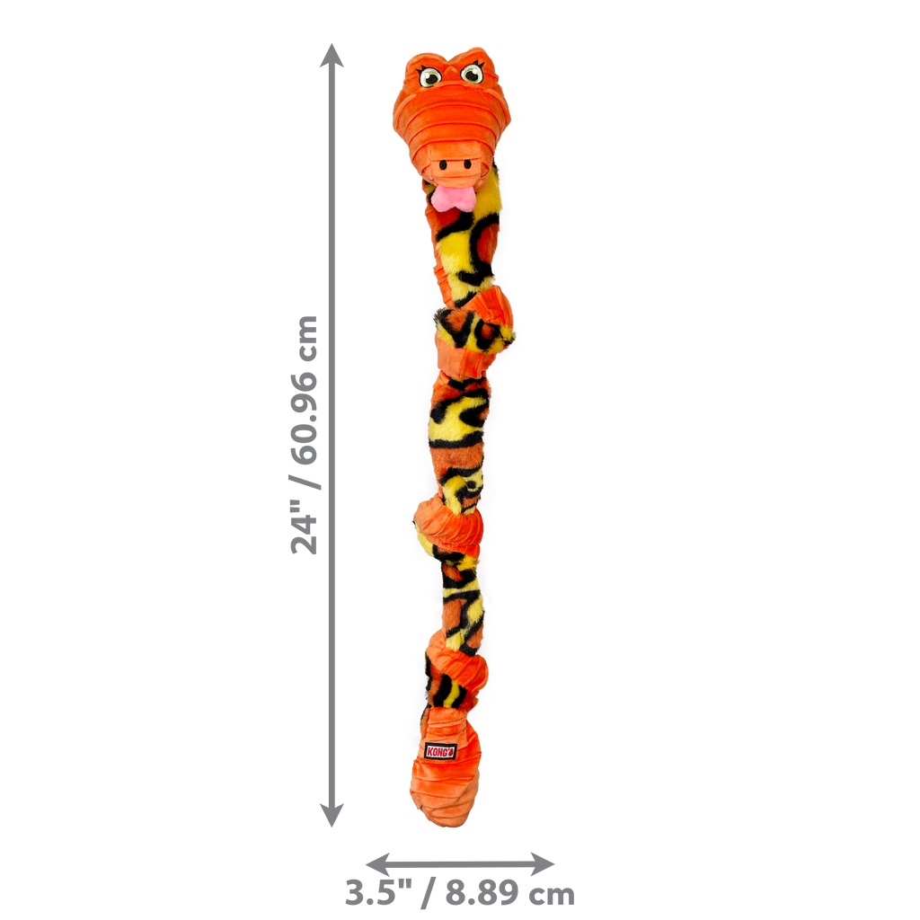 KONG Knots Snake Dog Toy with Rope Core and Squeaker