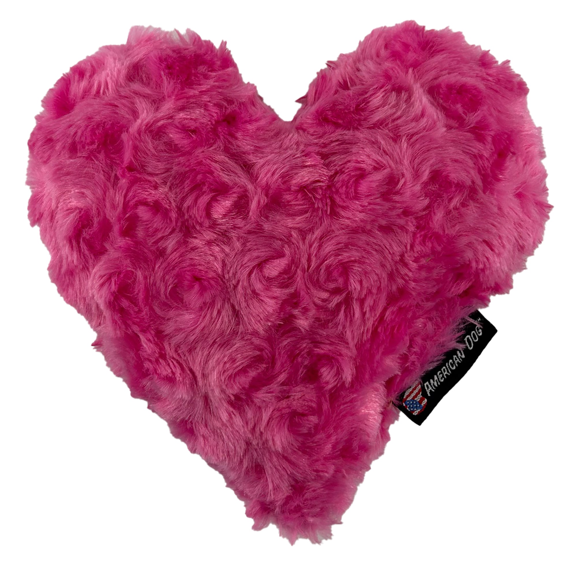 Lucky Dog Pink Heart Plush Dog Toy – 6.25" Minky Fleece, Squeaky