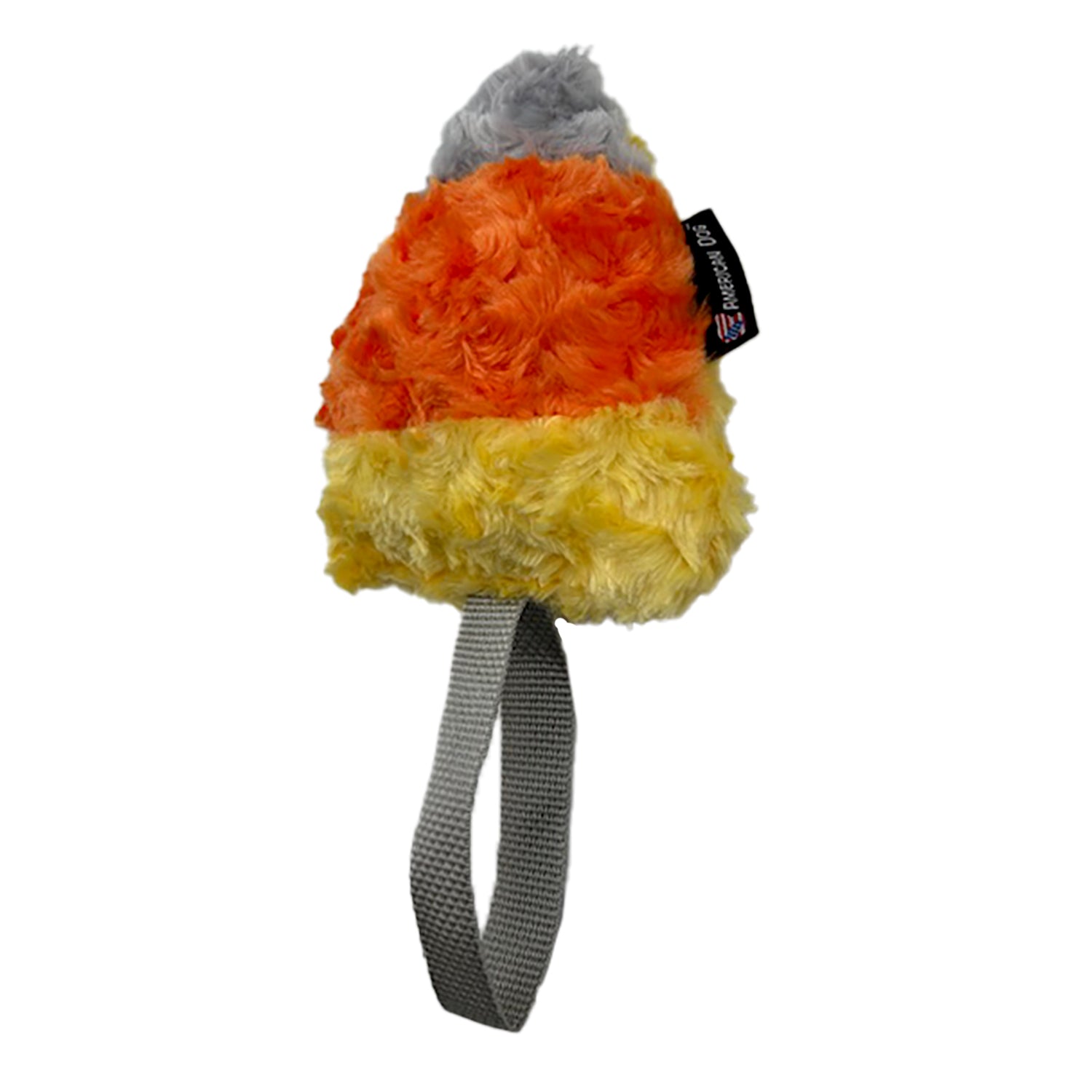 Lucky Dog Candy Corn Plush Dog Toy with Silver Tug Handle, 10"
