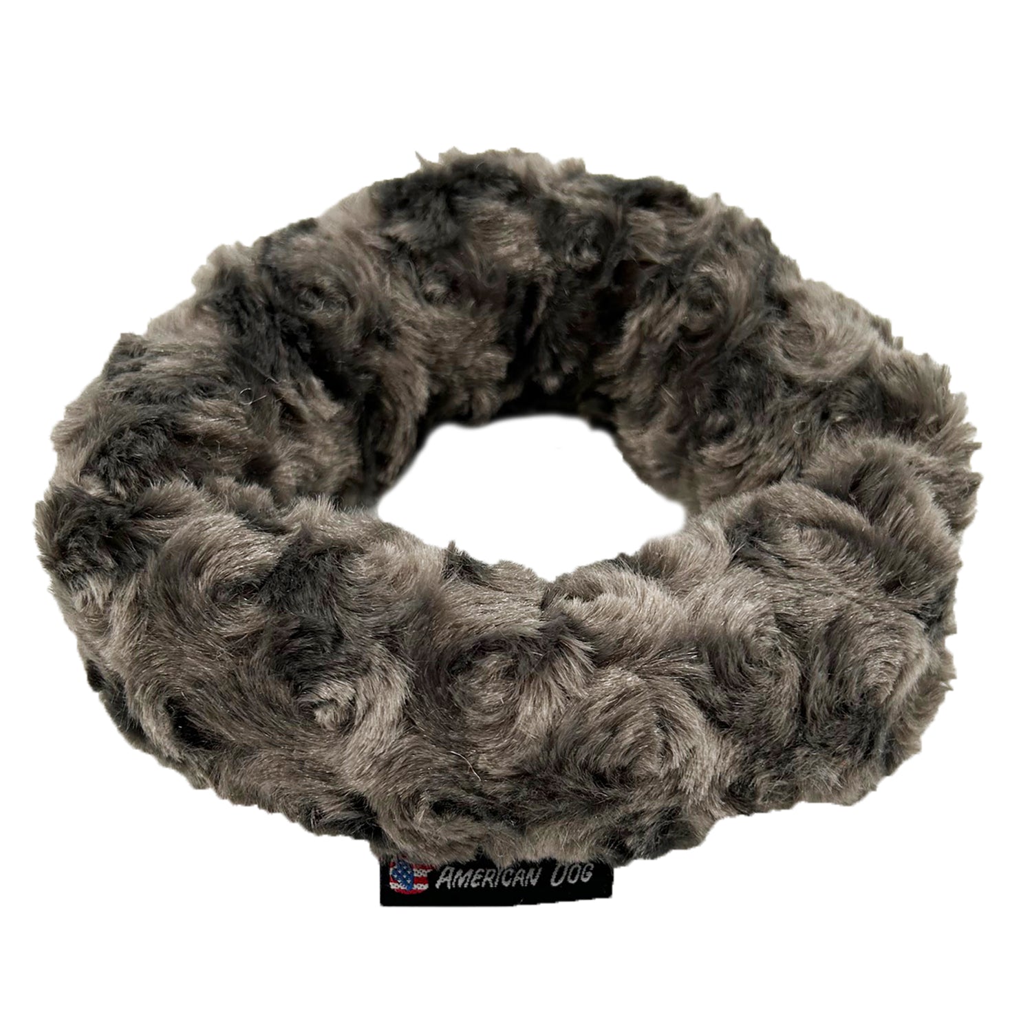 Lucky Dog Ring Tug Plush Dog Toy, Charcoal Minky Fleece, 6"