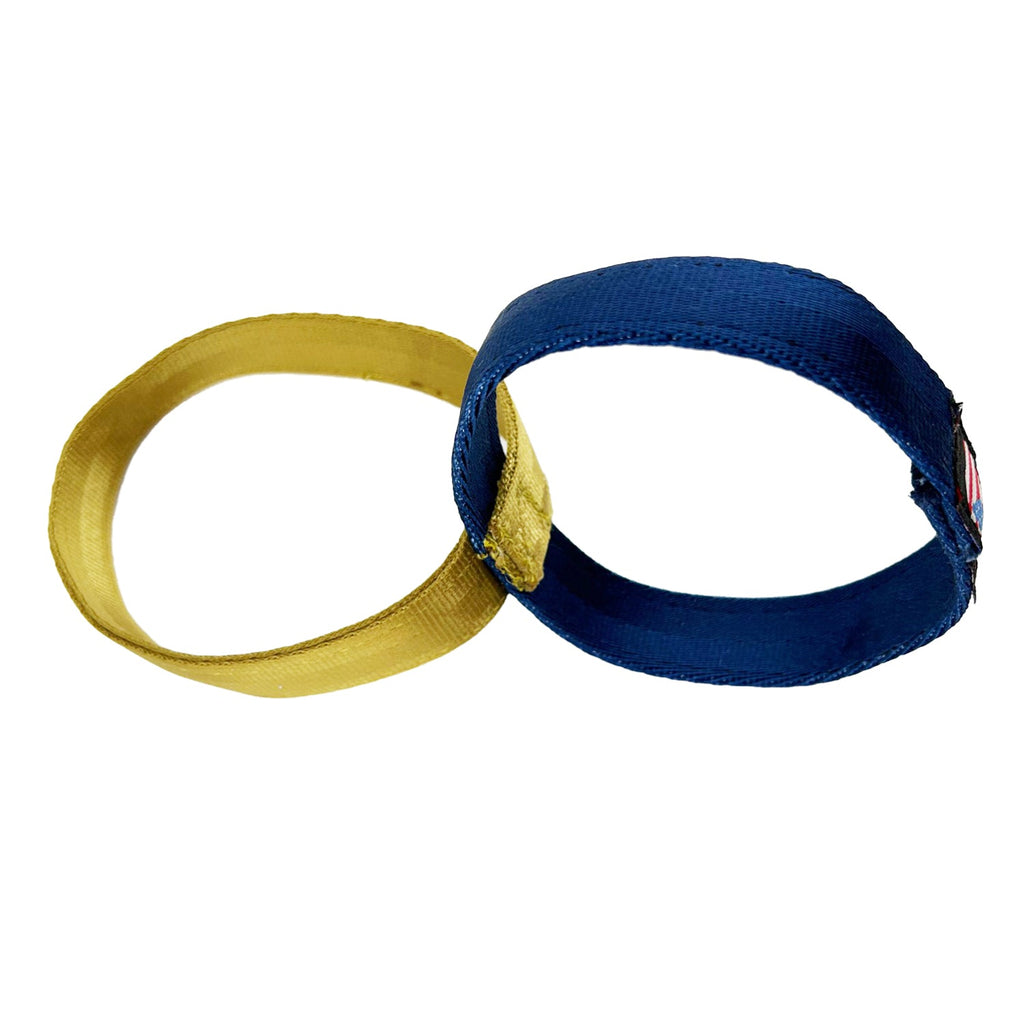 Lucky Dog Seatbelt Tug Toy – Gold & Blue, Double Ring, 5"