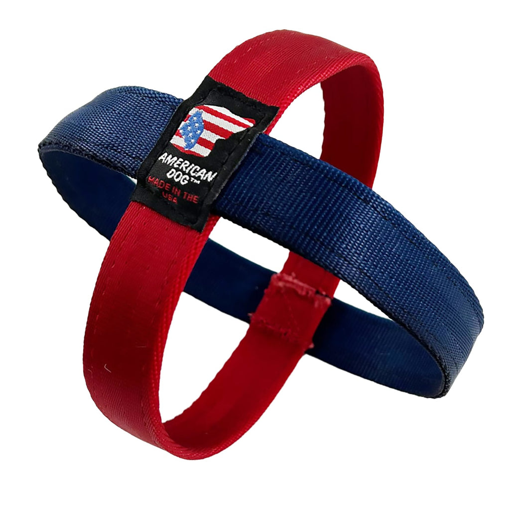 Two Tone Ring Ball Dog Tug Toy with Seatbelt Webbing