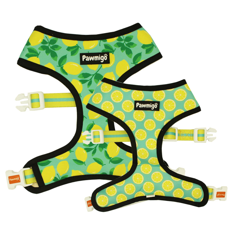 Worth The Squeeze Reversible Dog Harness – Lemon Print