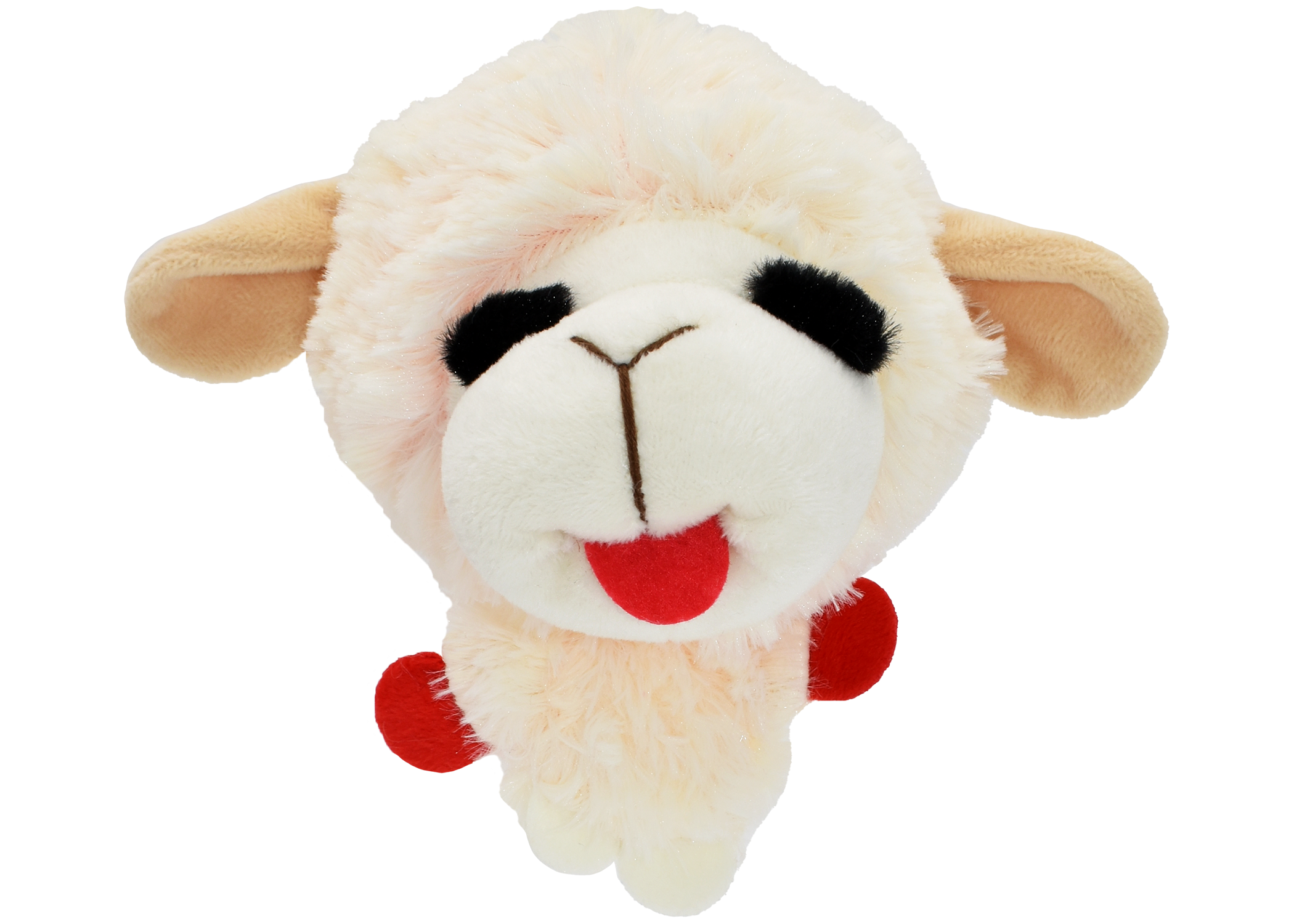 Lamb Chop Knobby Noggin Plush Dog Toy with Rubber Ball Head