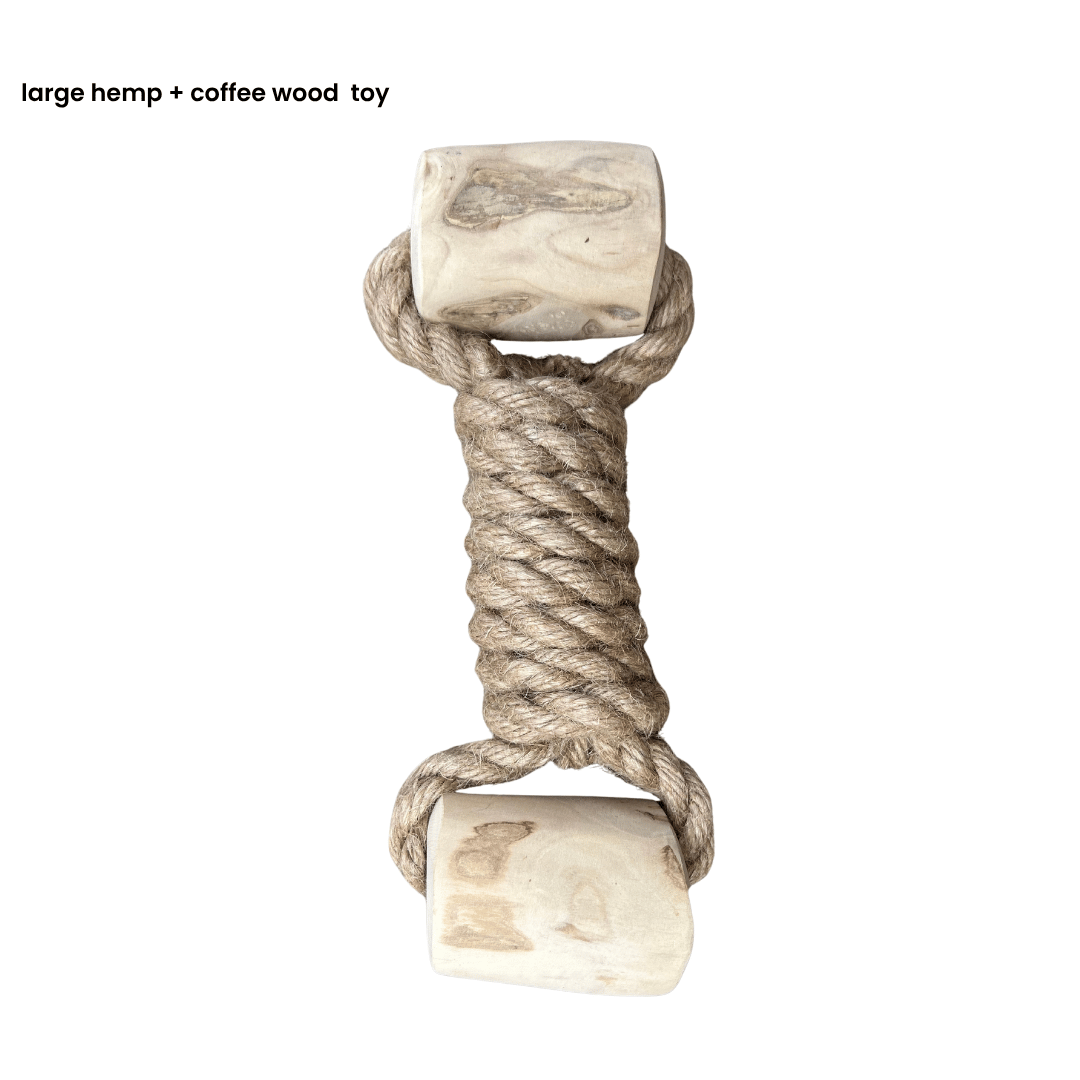 Hemp Rope and Coffee Wood Interactive Dog Toy