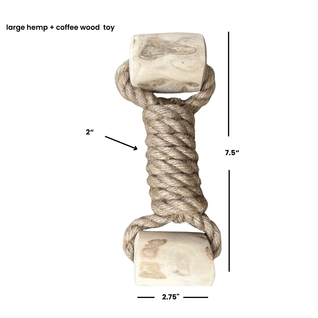 Hemp Rope and Coffee Wood Interactive Dog Toy