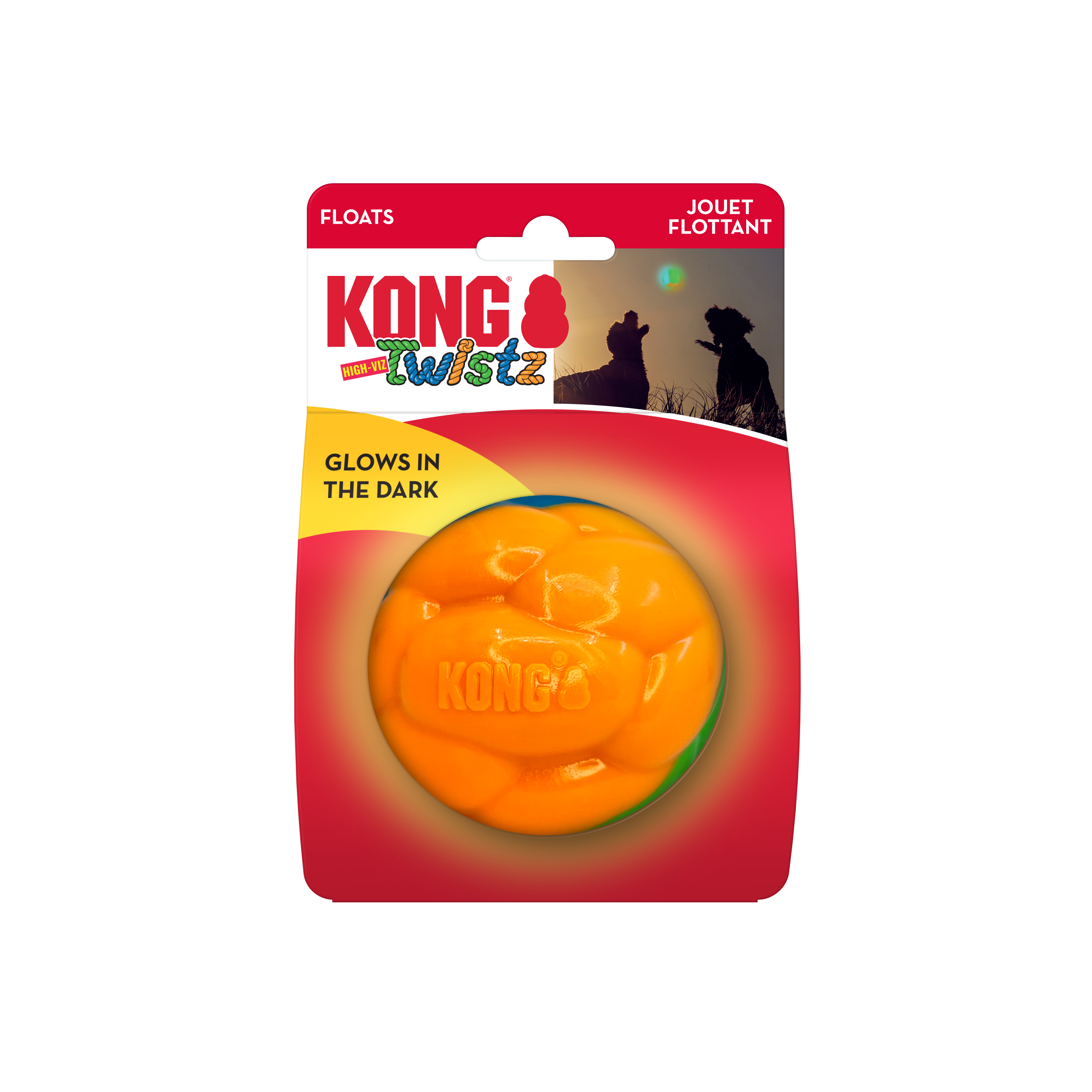 KONG Twistz High-Visibility Glow Ball for Dogs