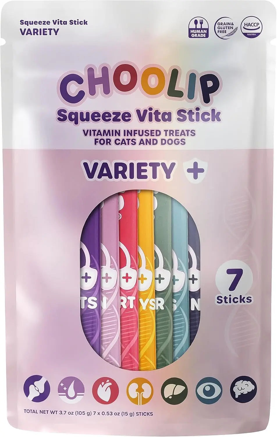 Choolip Squeeze Vita Stick Lickable Treats for Cats & Dogs, 49 Pack