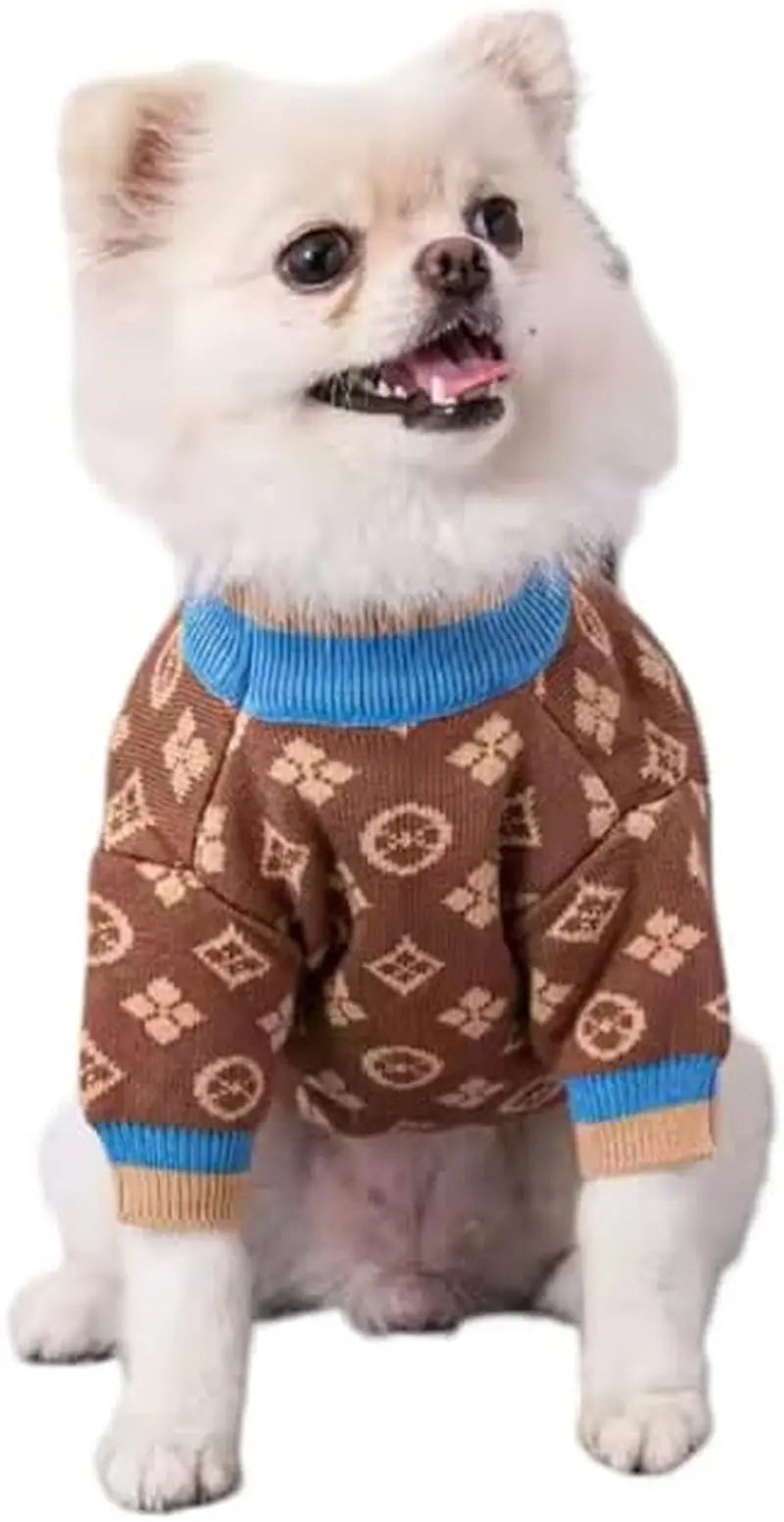 Luxury Knit Dog Sweater for Small Dogs | Warm Designer Pet Outfit (XS–5X)