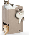 Made4Pets 2-Storey Indoor Cat House with Tunnel and Top Perch