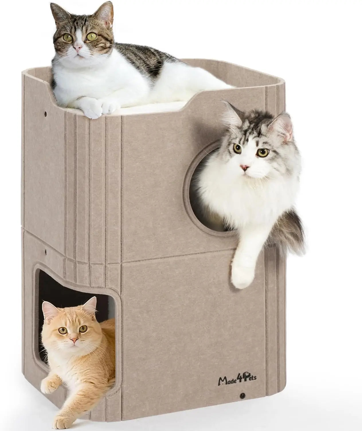 Made4Pets 2-Storey Indoor Cat House with Tunnel and Top Perch