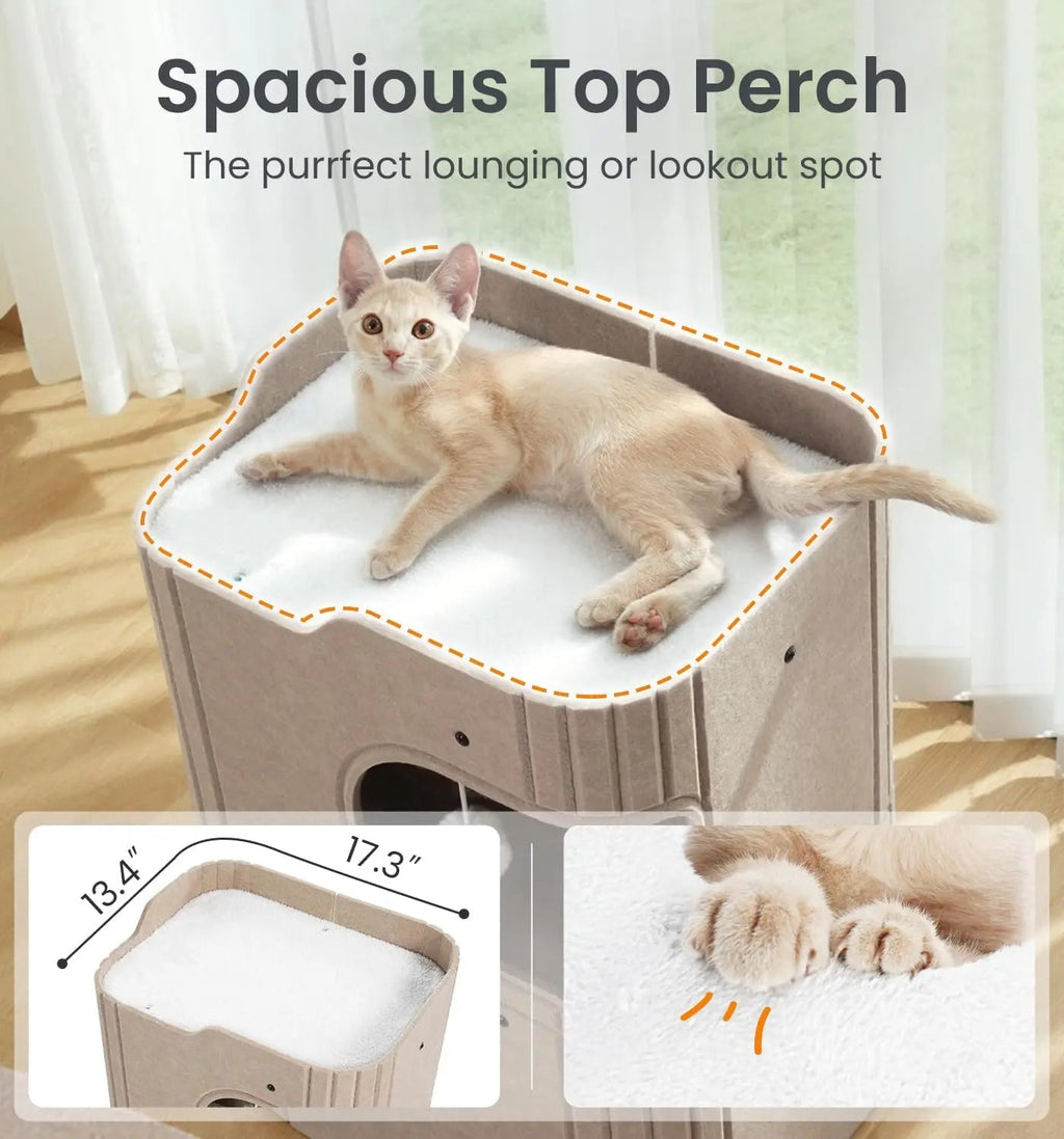 Made4Pets 2-Storey Indoor Cat House with Tunnel and Top Perch