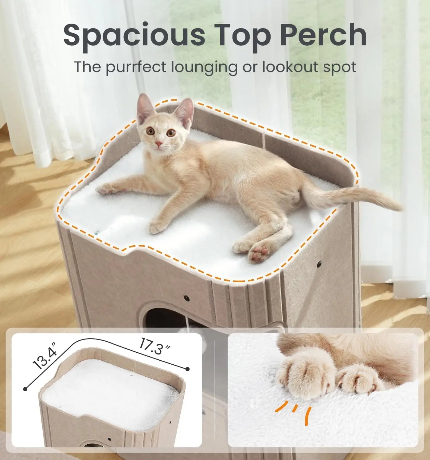 Made4Pets 2-Storey Indoor Cat House with Tunnel and Top Perch