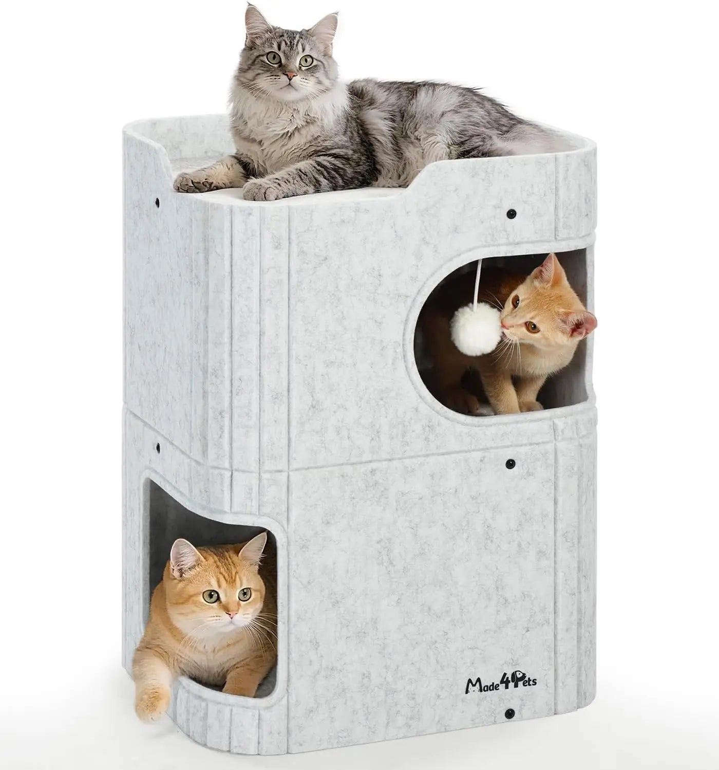 Made4Pets 2-Storey Indoor Cat House with Tunnel and Top Perch