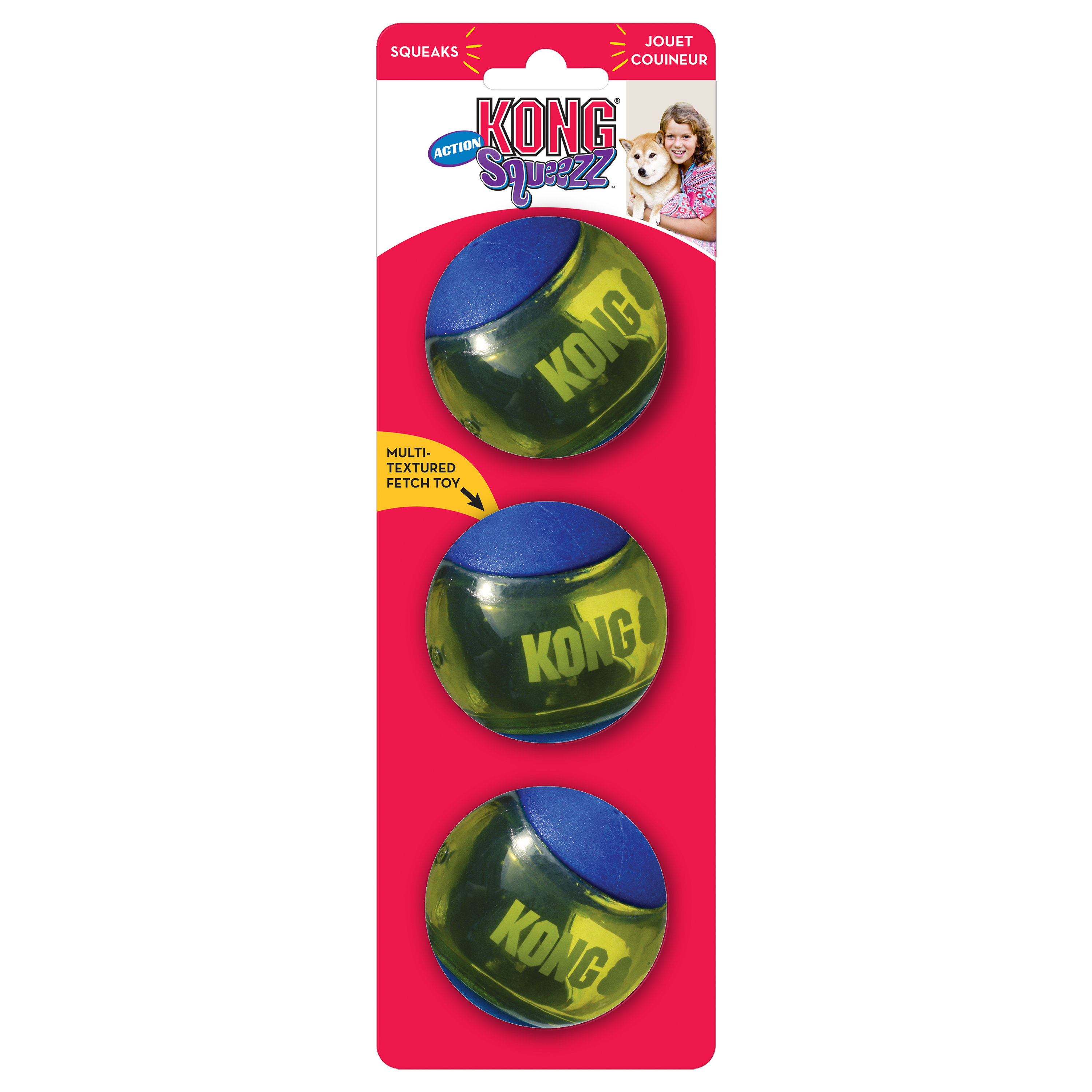 Dog Fetch Toy with Unpredictable Bounce and Squeaker