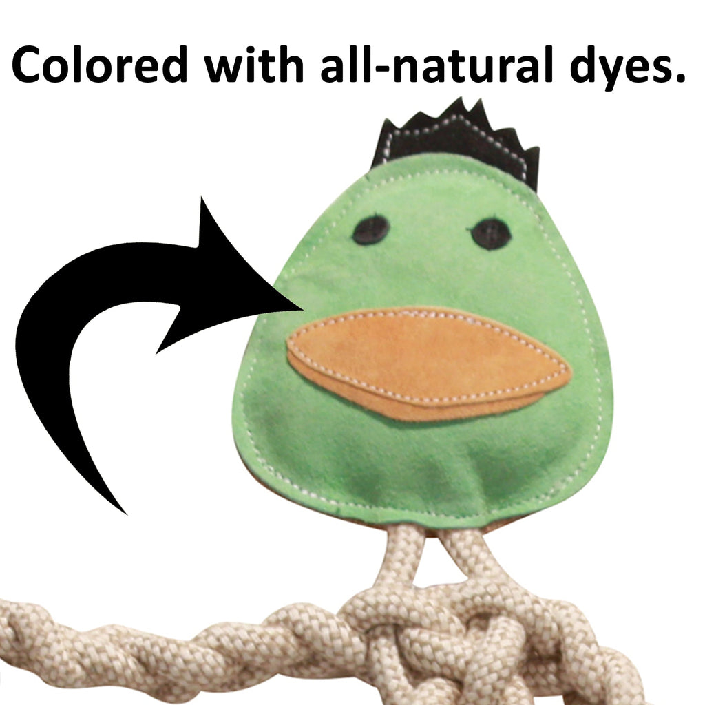 Wee Buddies Natural Leather & Cotton Rope Dog Toys – Set of 2