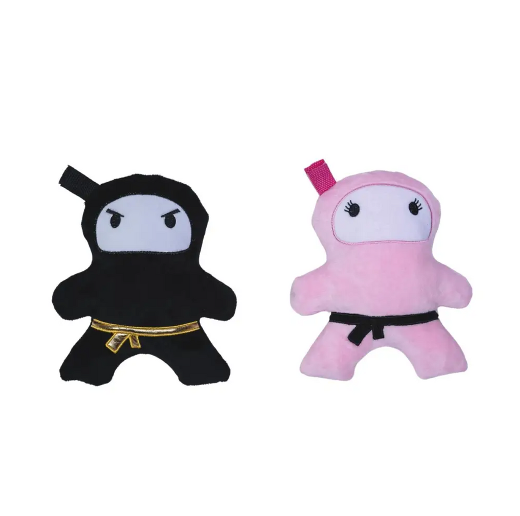 BFF Plush Ninja Dog Toy Set – Black & Pink, 2-Pack