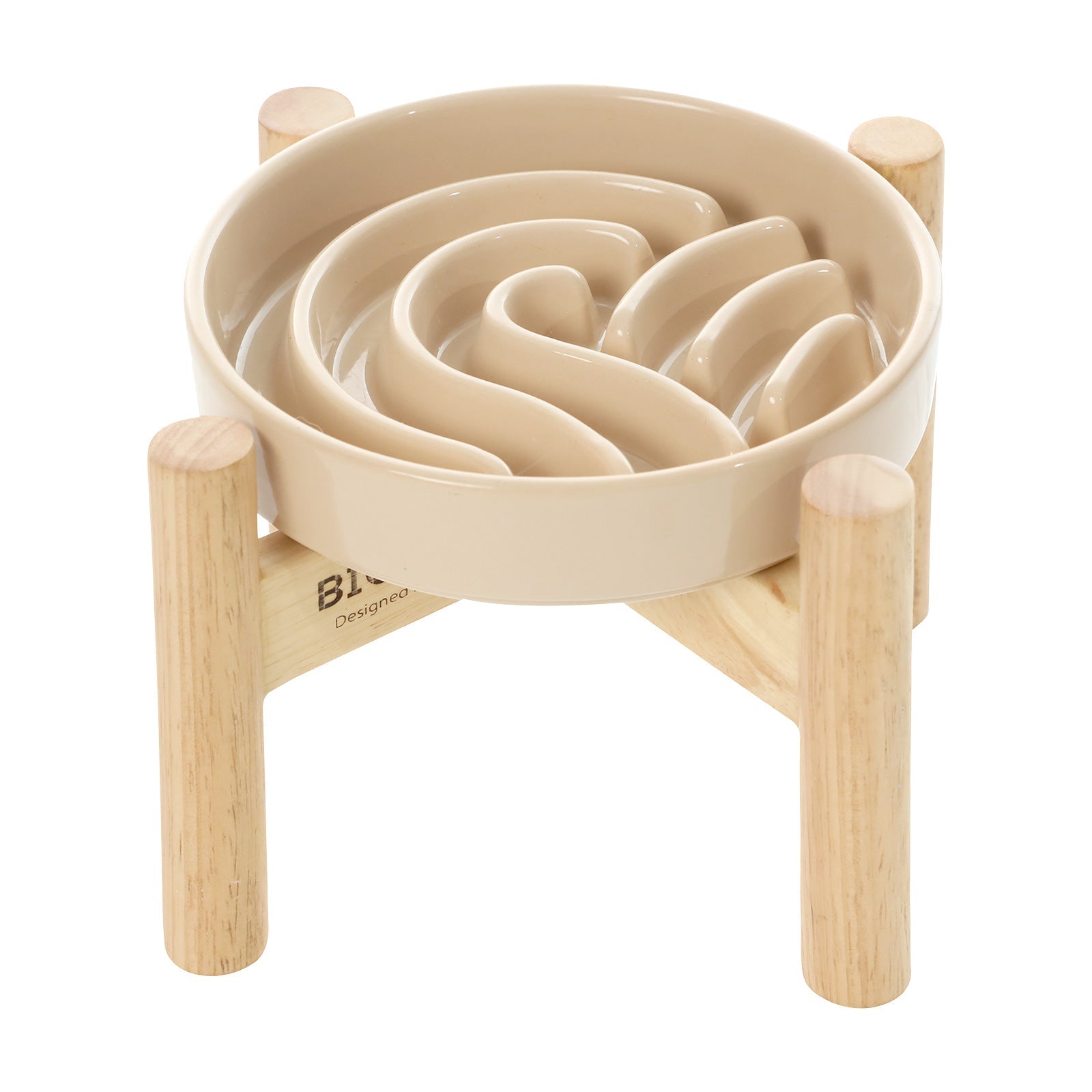 Ceramic Dog Bowl with Non-Slip Base and Optional Wooden Stand