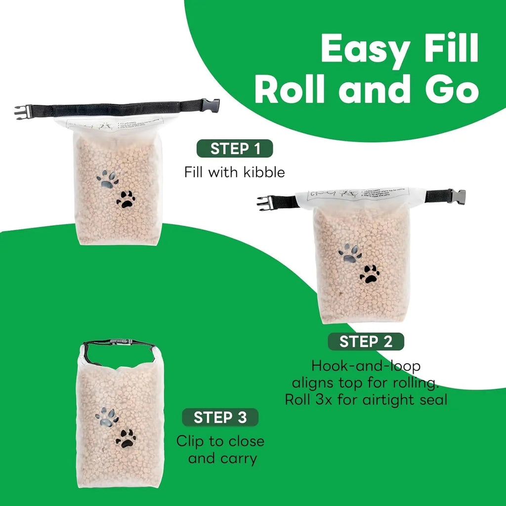 Travel Dog Food Storage Bag with Airtight Roll-Top Closure