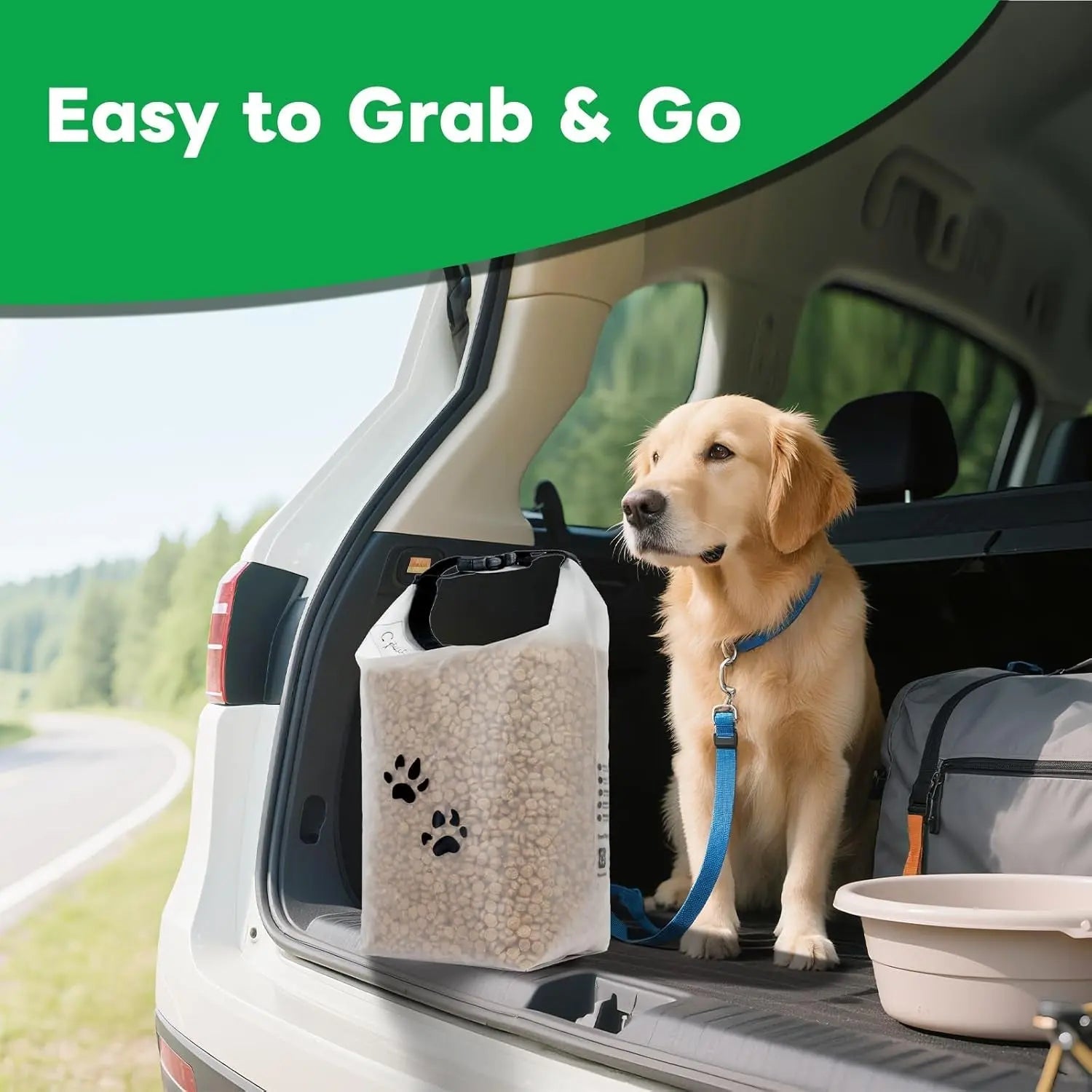 Travel Dog Food Storage Bag with Airtight Roll-Top Closure