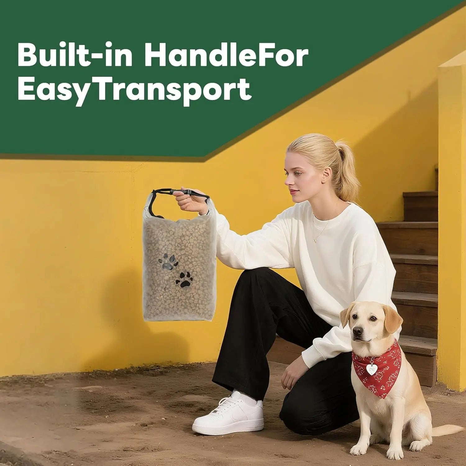 Travel Dog Food Storage Bag with Airtight Roll-Top Closure