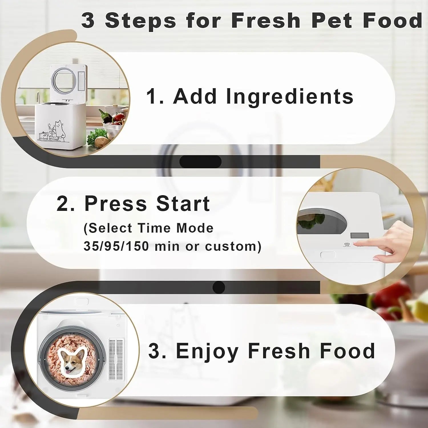 5-in-1 Pet Fresh Food Maker for Dogs and Cats, 2.5L Capacity