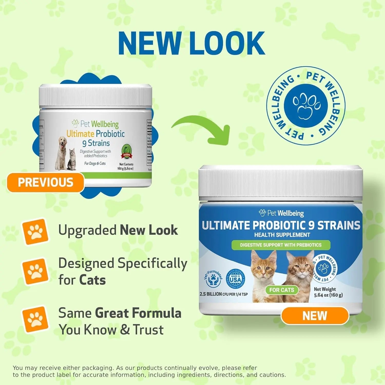 Cat Probiotic Powder with 9 Strains & FOS Prebiotics, 5.64 oz