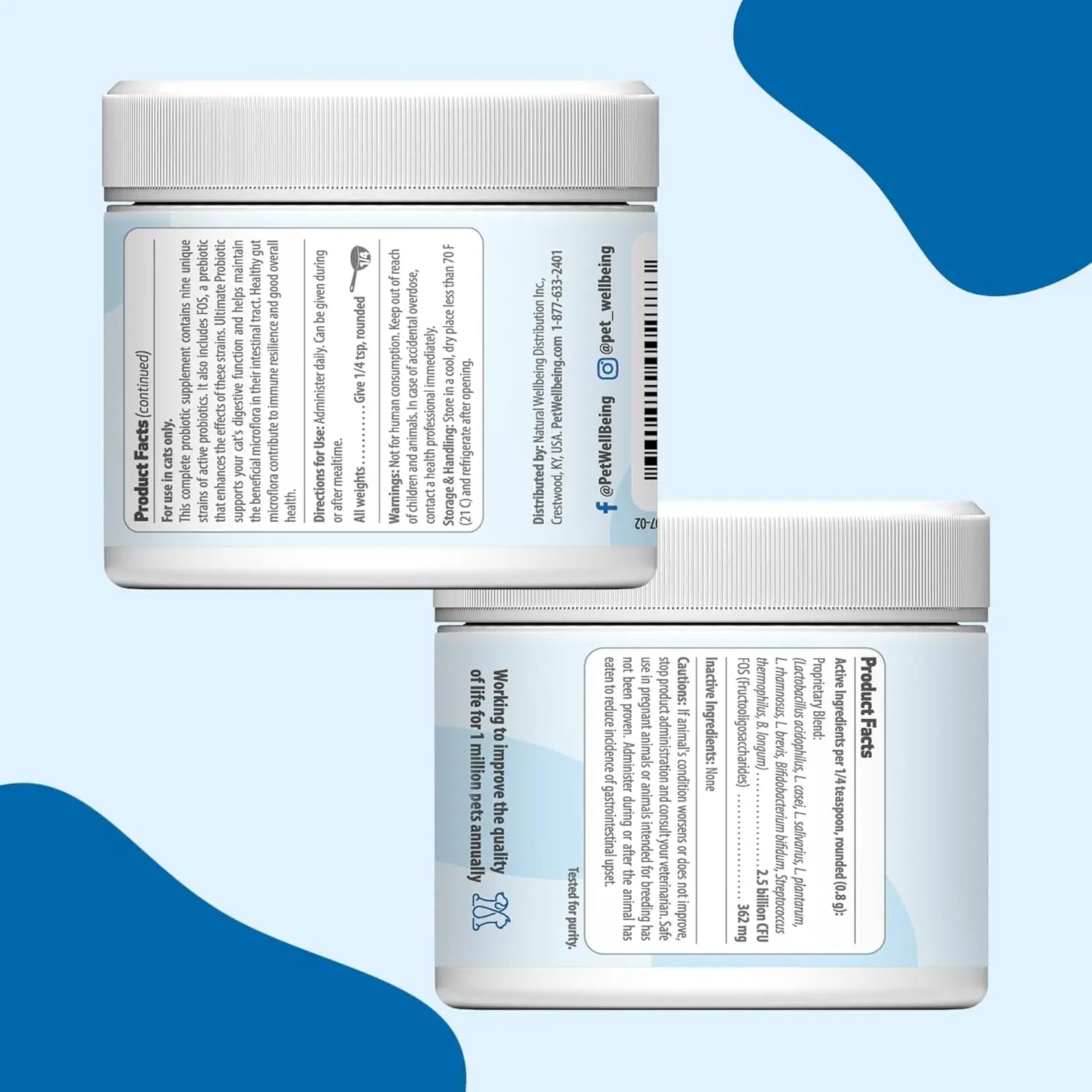 Cat Probiotic Powder with 9 Strains & FOS Prebiotics, 5.64 oz