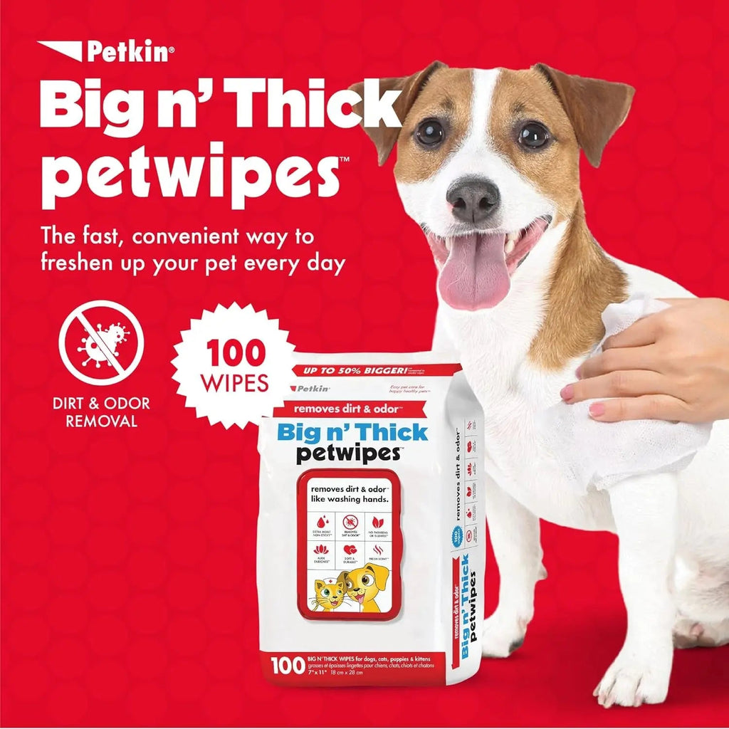 Large Pet Grooming Wipes with Aloe, 100-Pack
