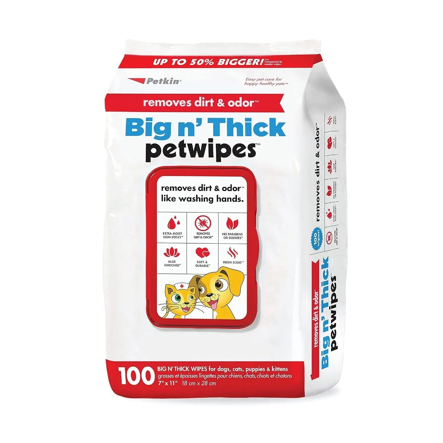 Large Pet Grooming Wipes with Aloe, 100-Pack