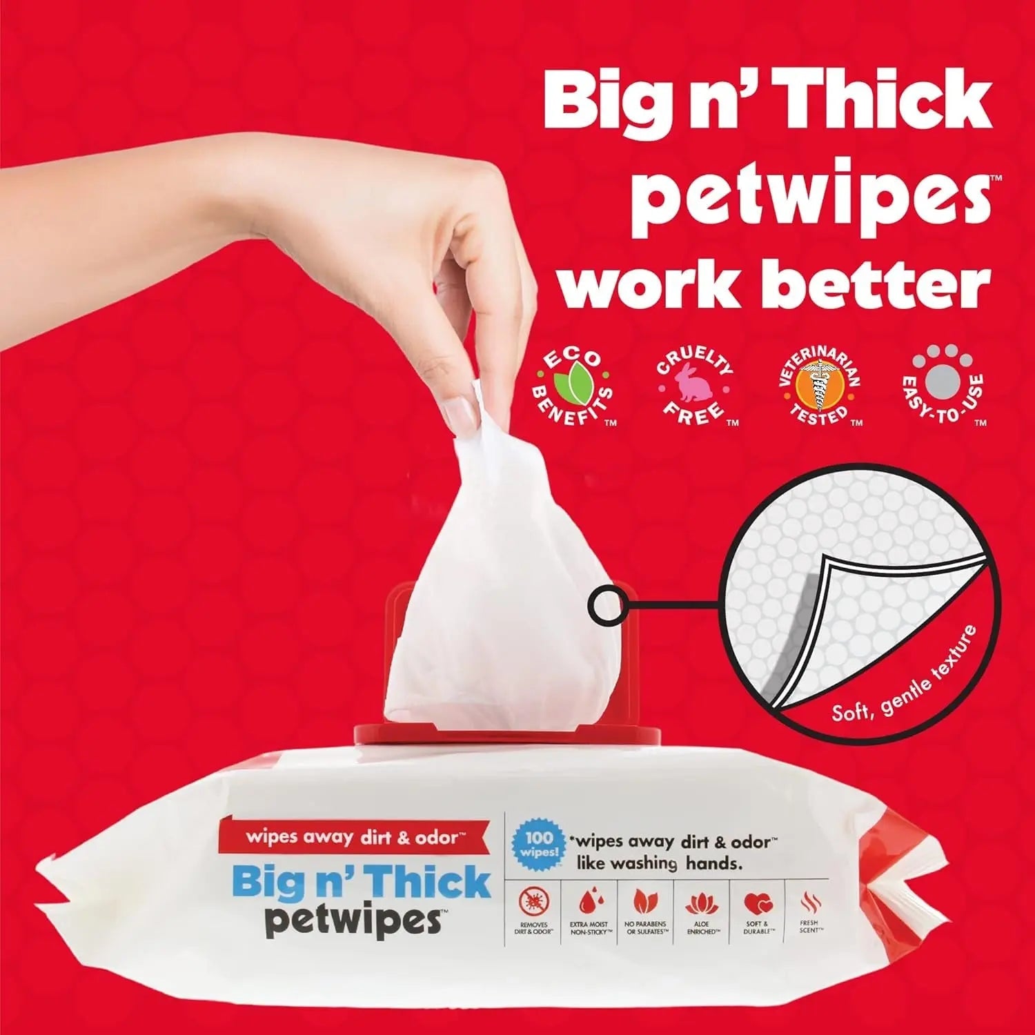 Large Pet Grooming Wipes with Aloe, 100-Pack