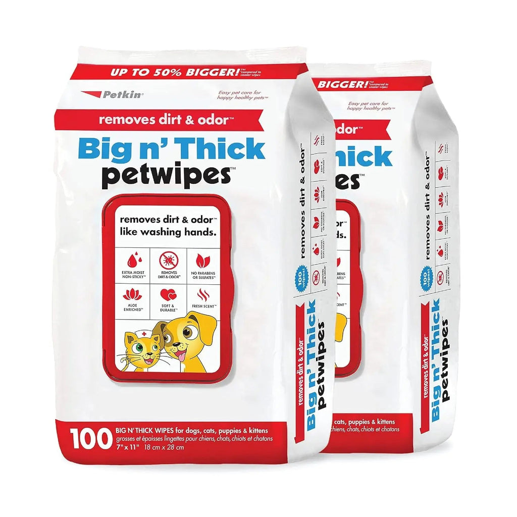 Large Pet Grooming Wipes with Aloe, 100-Pack