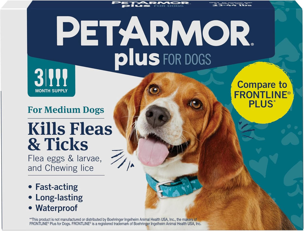PetArmor Plus Flea & Tick Prevention for Dogs, 3 or 6 Dose Packs
