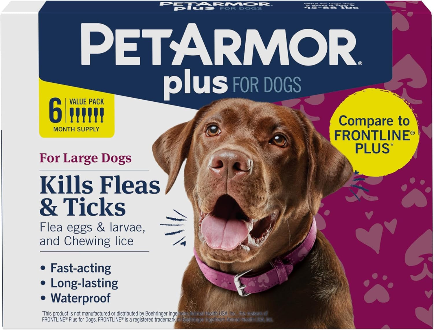 PetArmor Plus Flea & Tick Prevention for Dogs, 3 or 6 Dose Packs