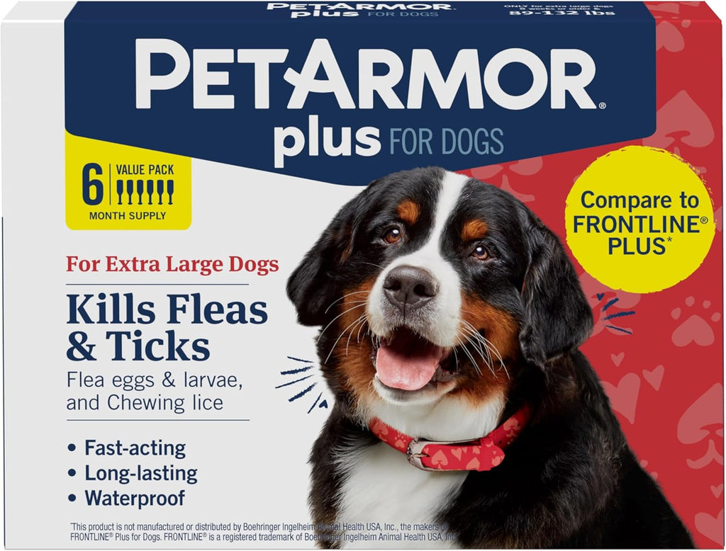 PetArmor Plus Flea & Tick Prevention for Dogs, 3 or 6 Dose Packs