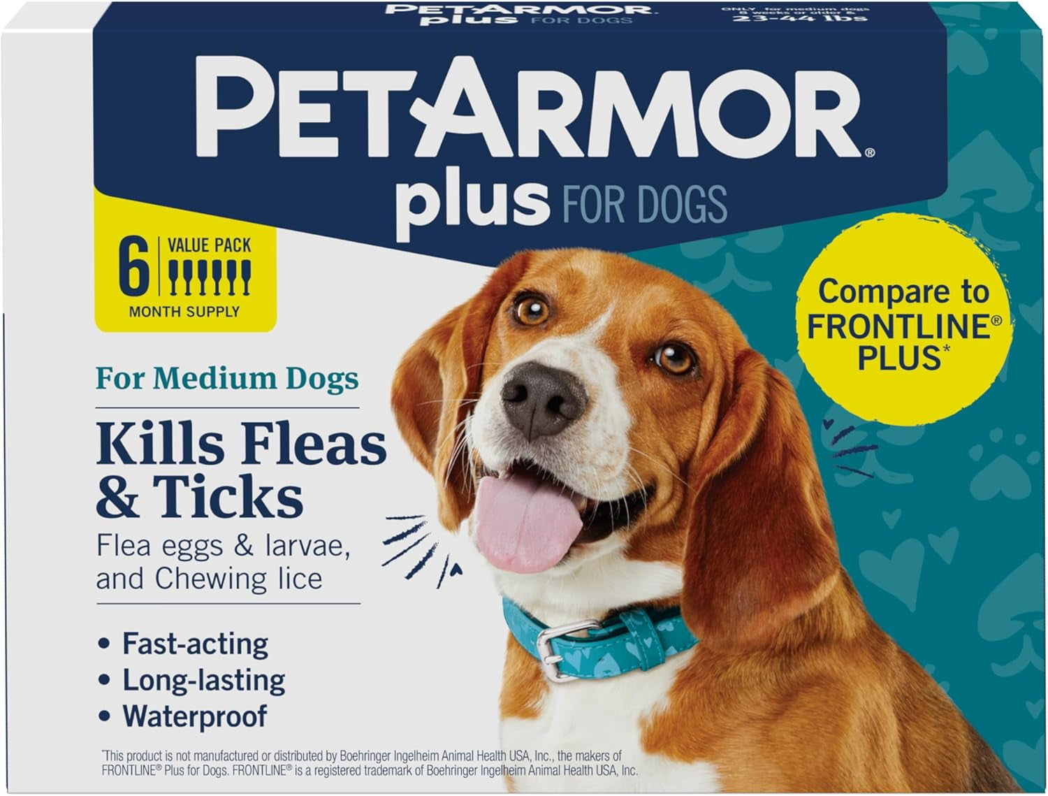 PetArmor Plus Flea & Tick Prevention for Dogs, 3 or 6 Dose Packs