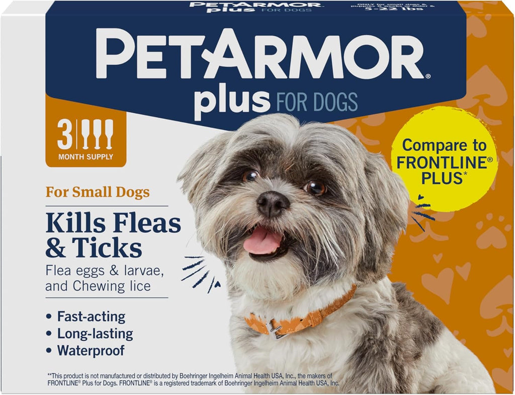 PetArmor Plus Flea & Tick Prevention for Dogs, 3 or 6 Dose Packs