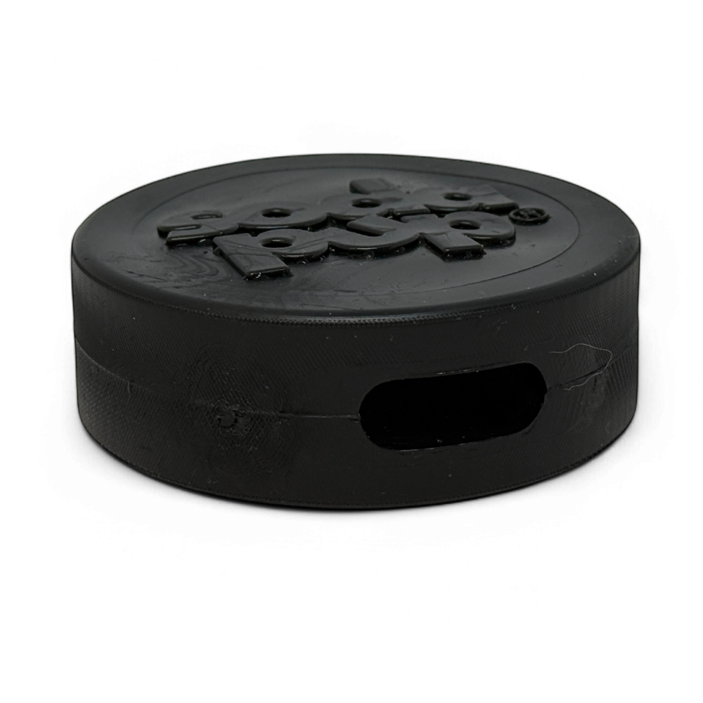 Hockey Puck Bully Stick Treat Holder for Power Chewers