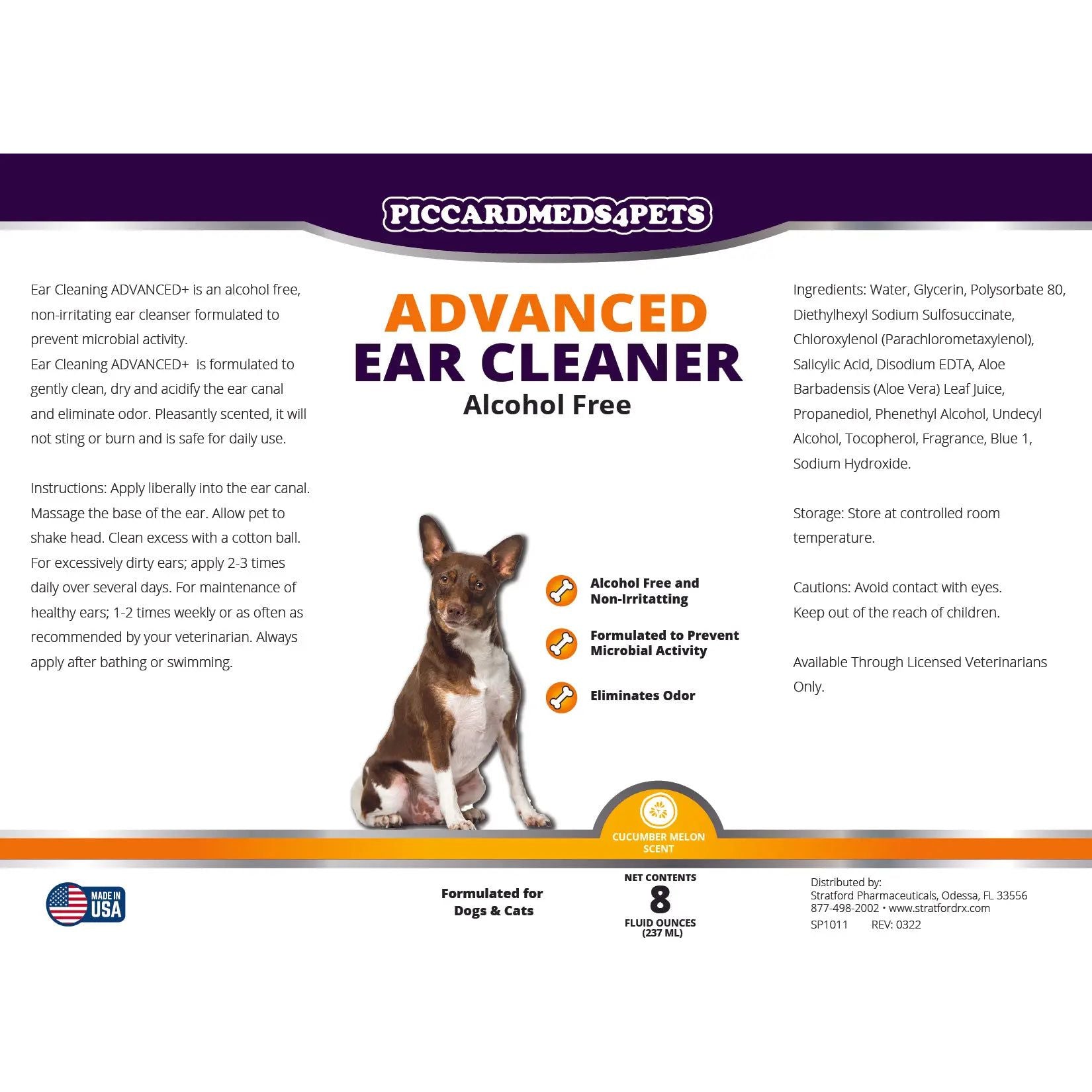Alcohol-Free Pet Ear Cleaner with Bandana, 8oz