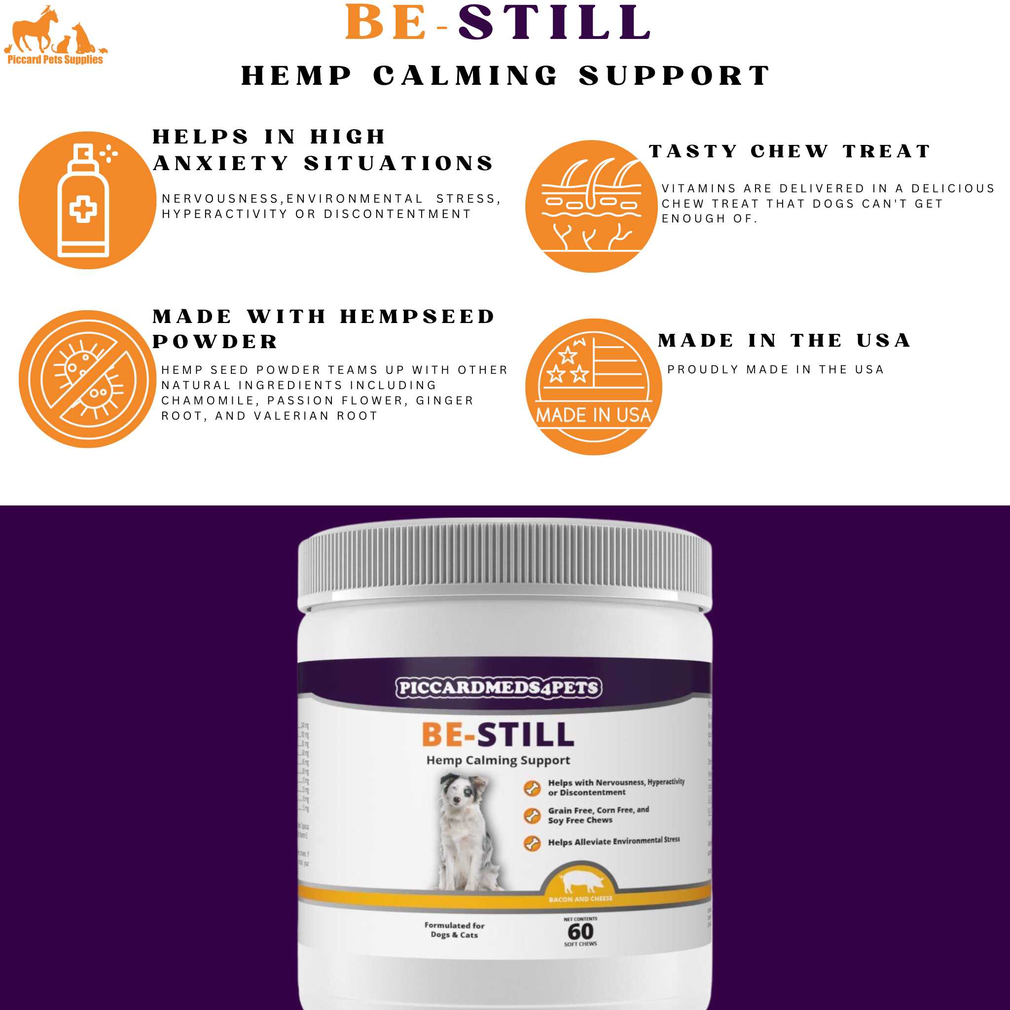 Be-Still Hemp Calming Chews for Dogs & Cats, 60 Count