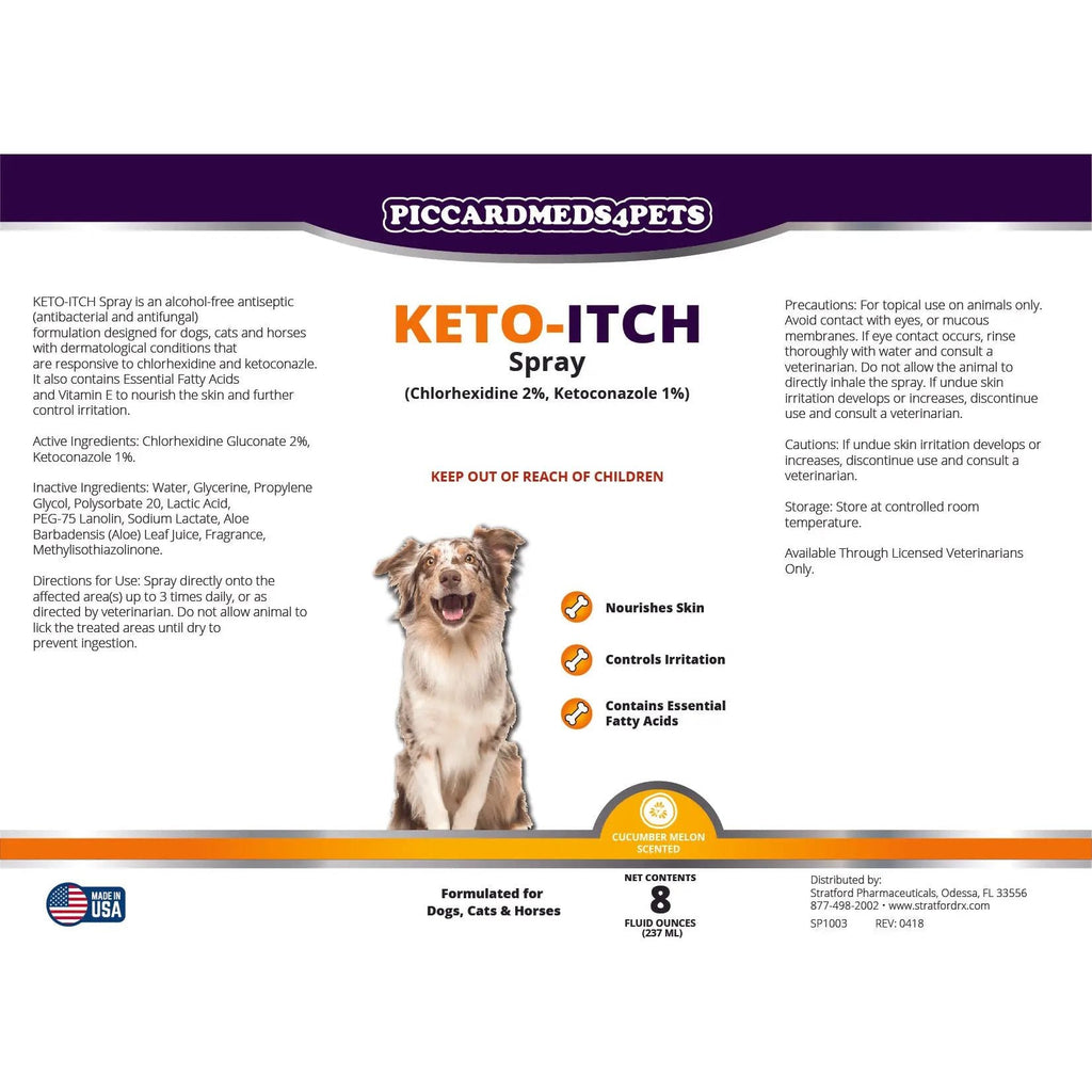 Chlorhexidine & Ketoconazole Skin Spray for Dogs and Cats, 8oz