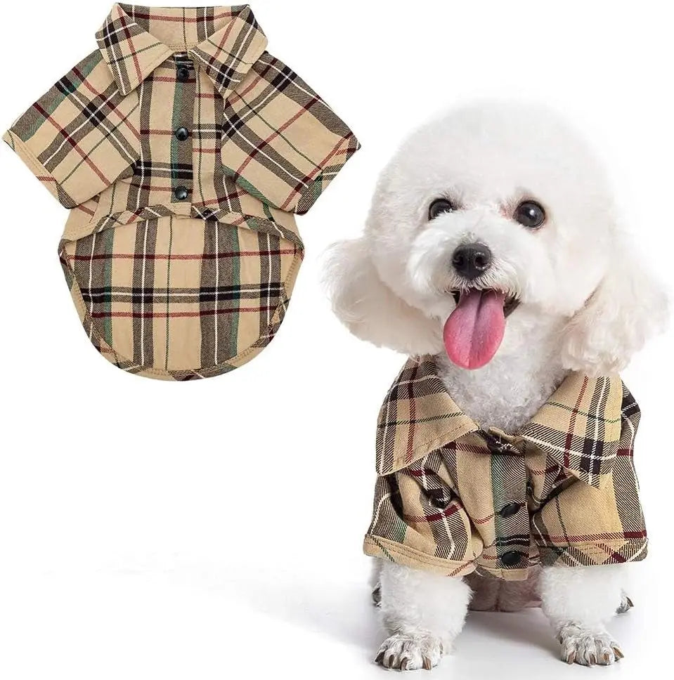 Plaid Dog Polo Shirt for Small and Medium Pets