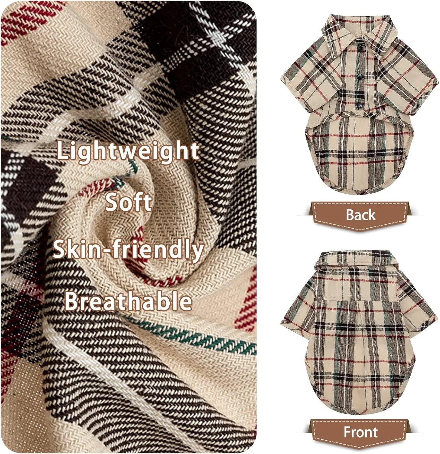 Plaid Dog Polo Shirt for Small and Medium Pets