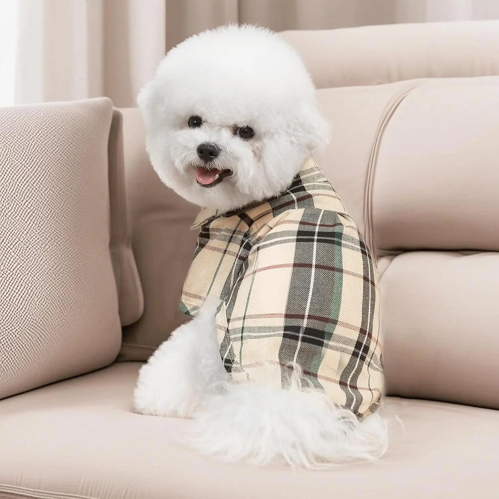 Plaid Dog Polo Shirt for Small and Medium Pets