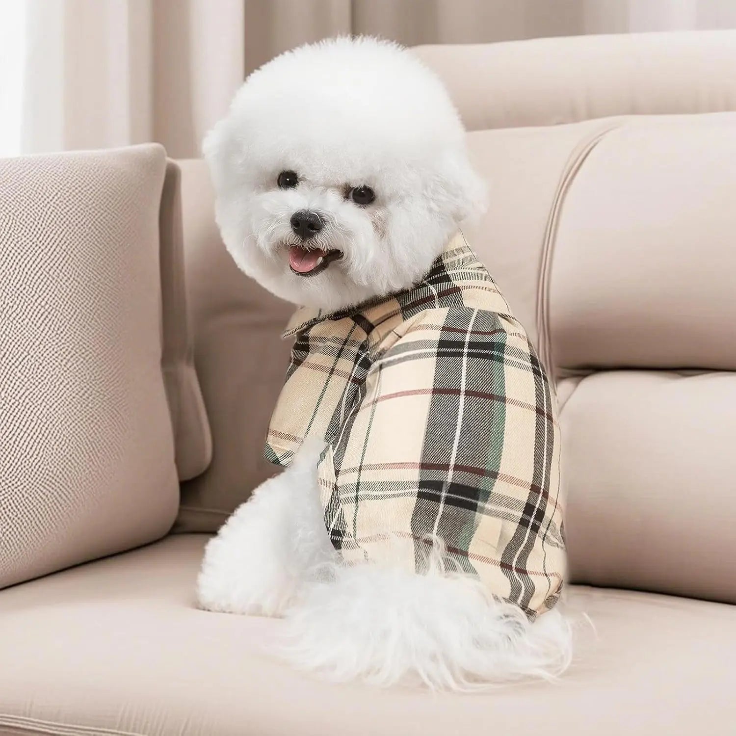 Plaid Dog Polo Shirt for Small and Medium Pets
