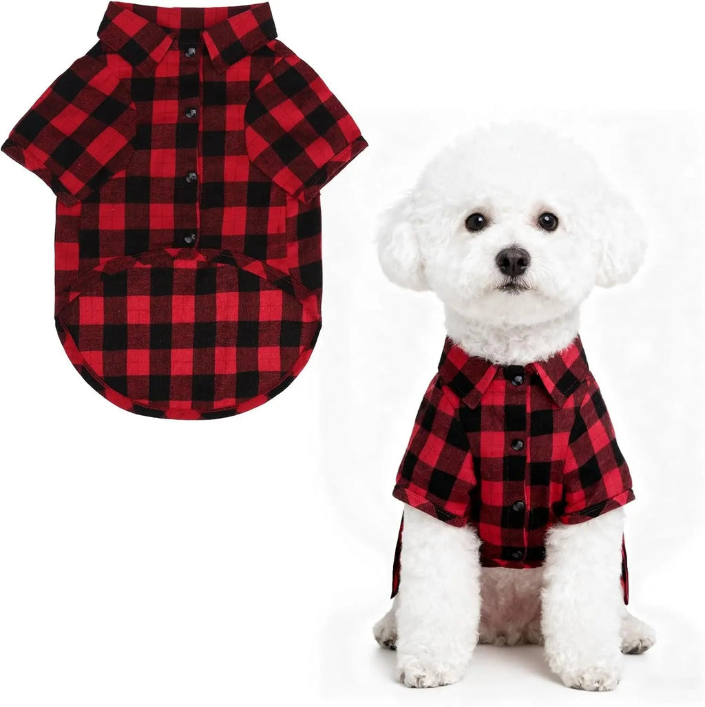 Plaid Dog Polo Shirt for Small and Medium Pets