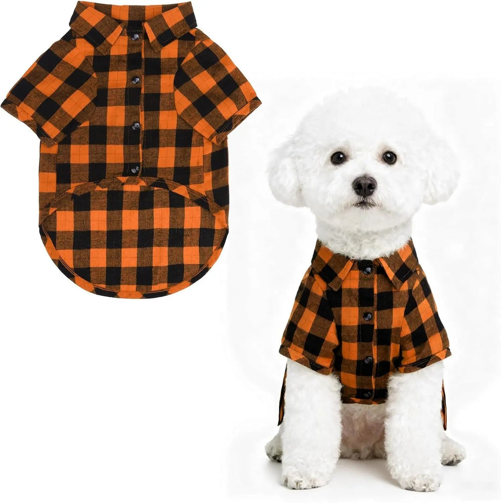 Plaid Dog Polo Shirt for Small and Medium Pets